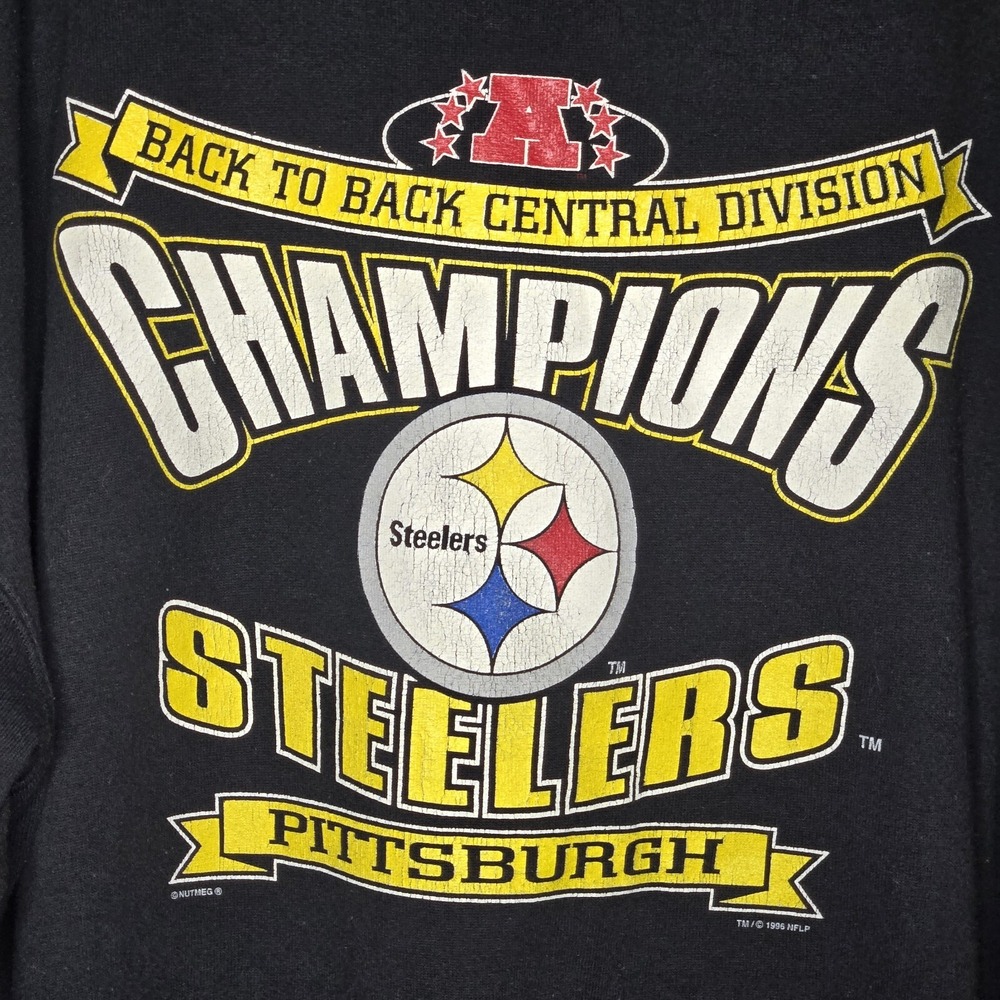VTG 90's Pittsburgh Steelers Champion Lee Sports Crew Neck Sweatshirt‎ 2XL XXL